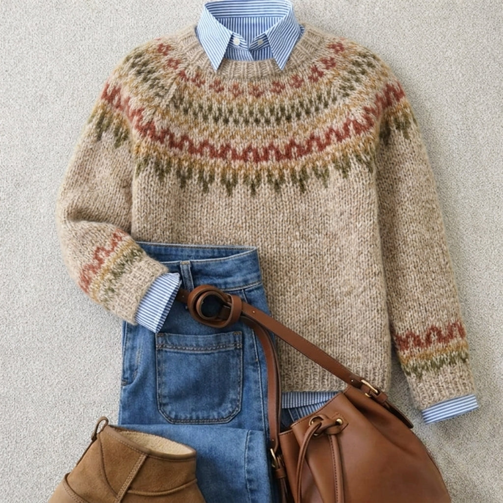 Benedicte | Gebreide beige scandinavische trui
