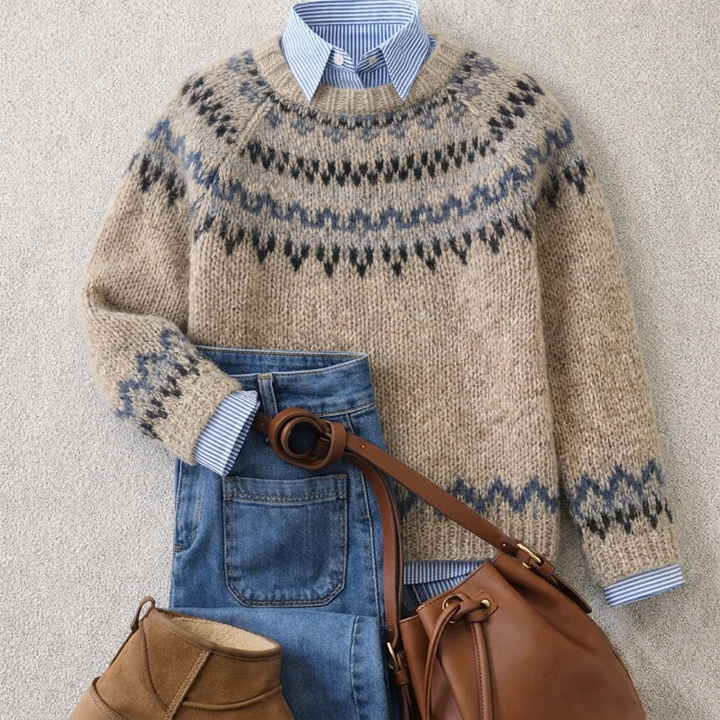 Tuva | Gebreide beige scandinavische trui