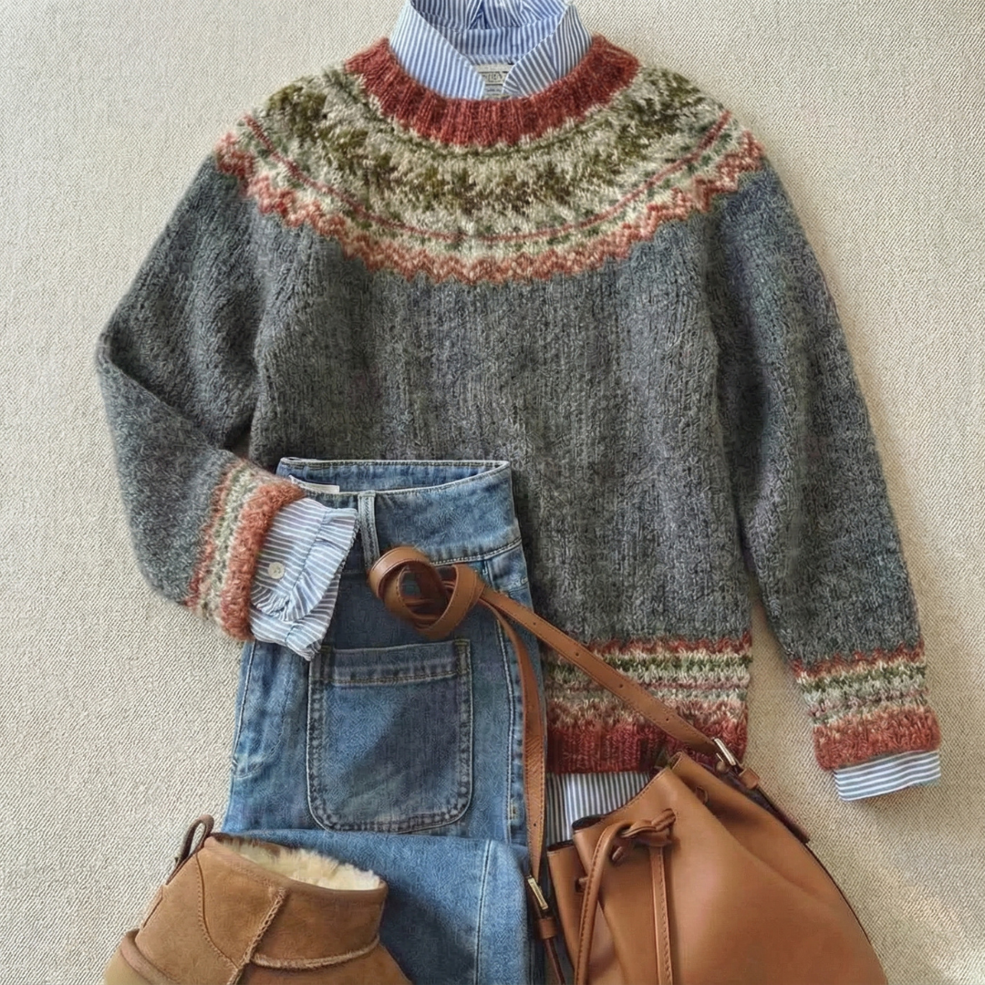 Imogen | Grofgebreide scandinavische trui met patroon