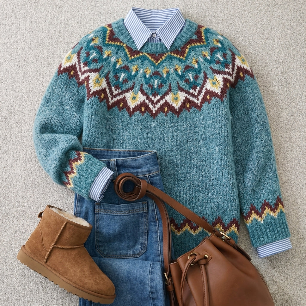 Rigmor | Grofgebreide scandinavische trui blauw