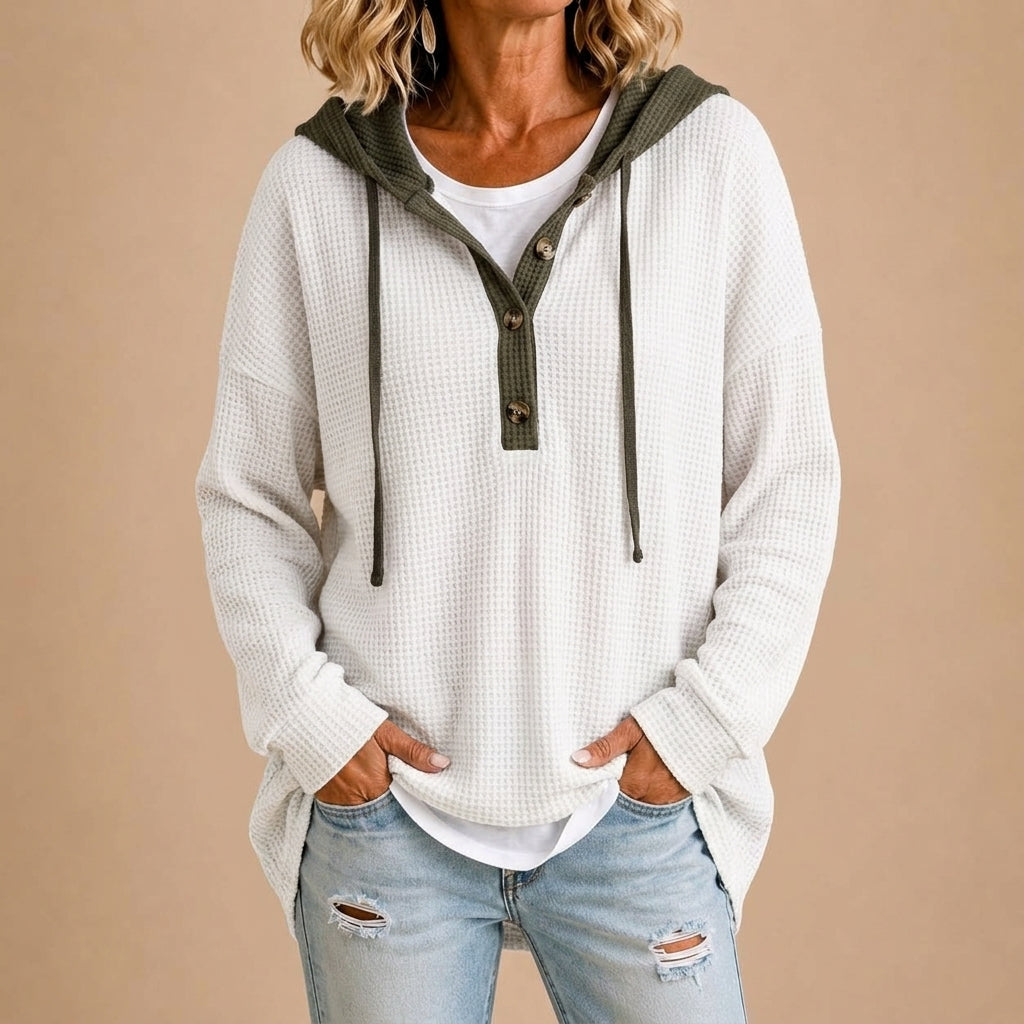 Fenella | Brede gebreide poncho met capuchon