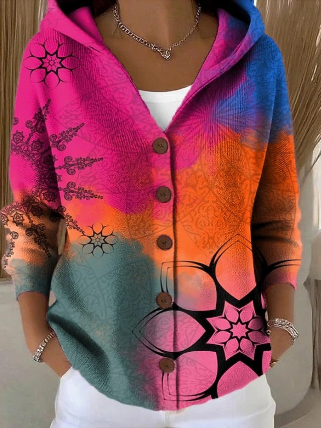 Abril | Bedrukte cardigan met capuchon