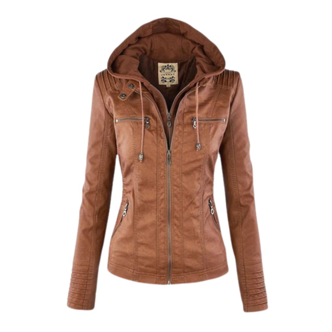 Melissandre | Getailleerde leren jas met capuchon