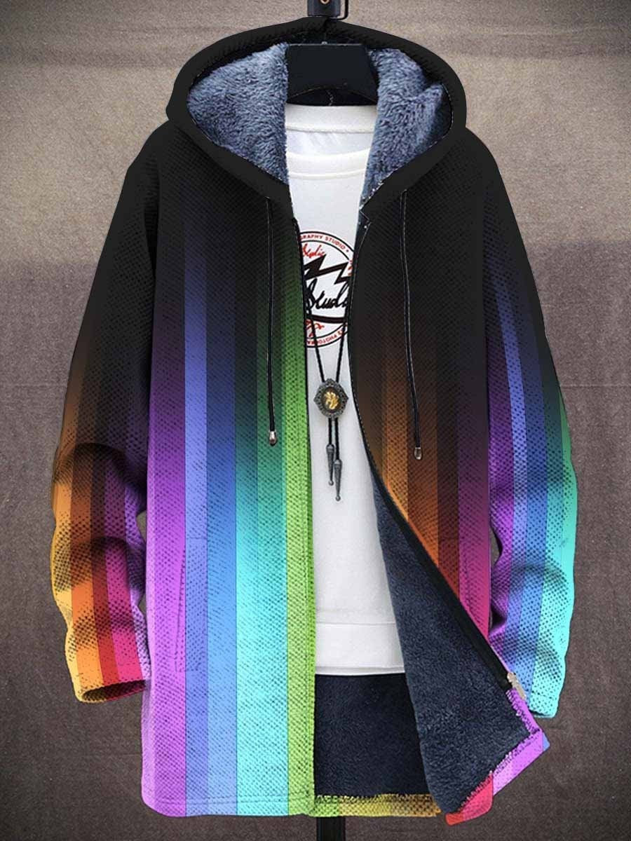 Odilia | Gewatteerde capuchoncardigan met regenboogstrepen