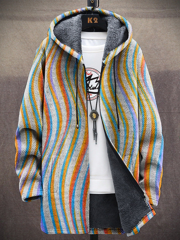 Svetlana | Gestreepte warme cardigan met capuchon