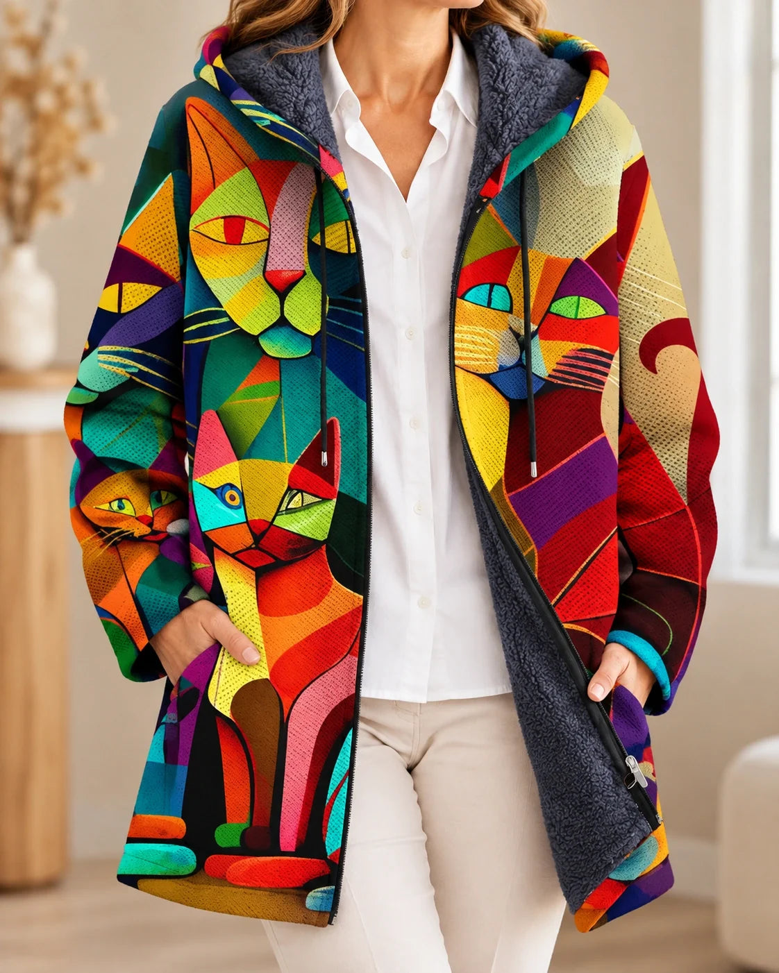 Hortense | Gekleurde gebreide cardigan met capuchon
