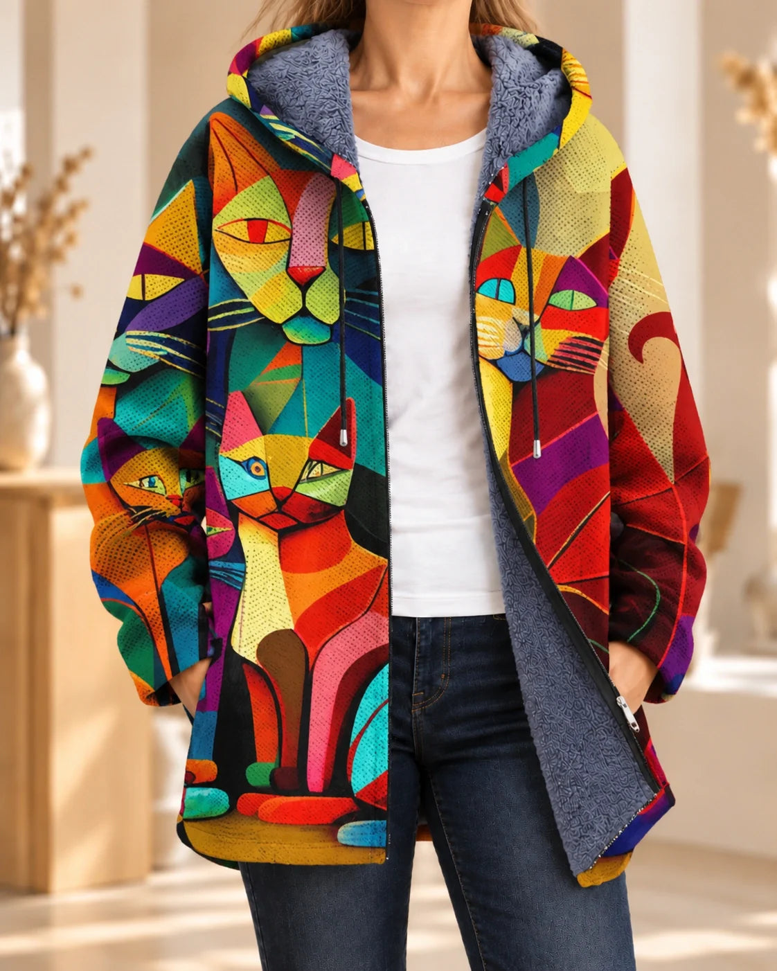 Hortense | Gekleurde gebreide cardigan met capuchon