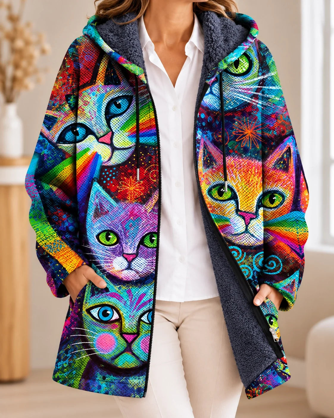 Nolwenn | Kunstzinnige kleurrijke cardigan met capuchon