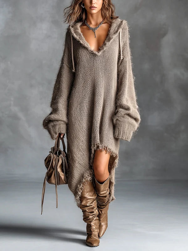 Gerda | Oversized gebreide hoodie jurk