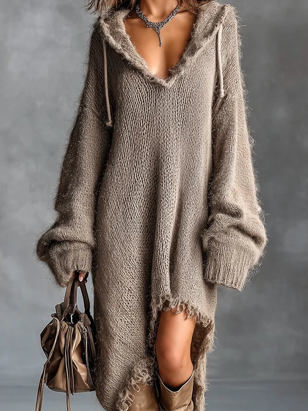 Gerda | Oversized gebreide hoodie jurk