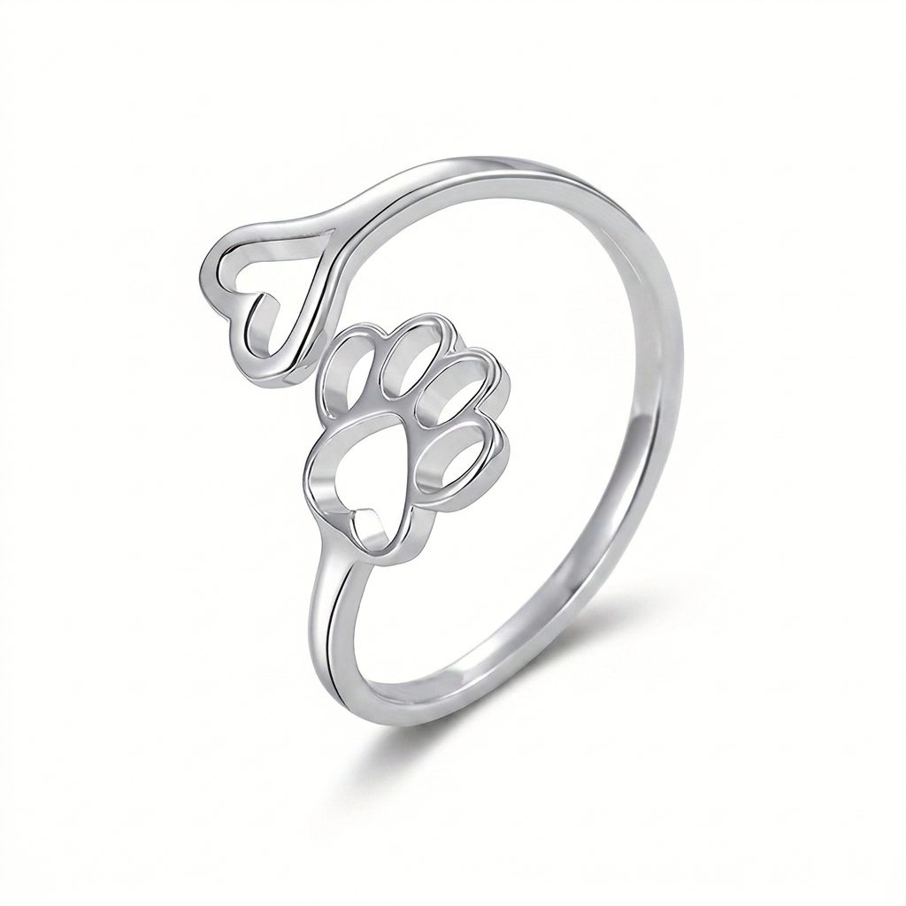 Pernilla | Zilverkleurige ring met pootafdruk
