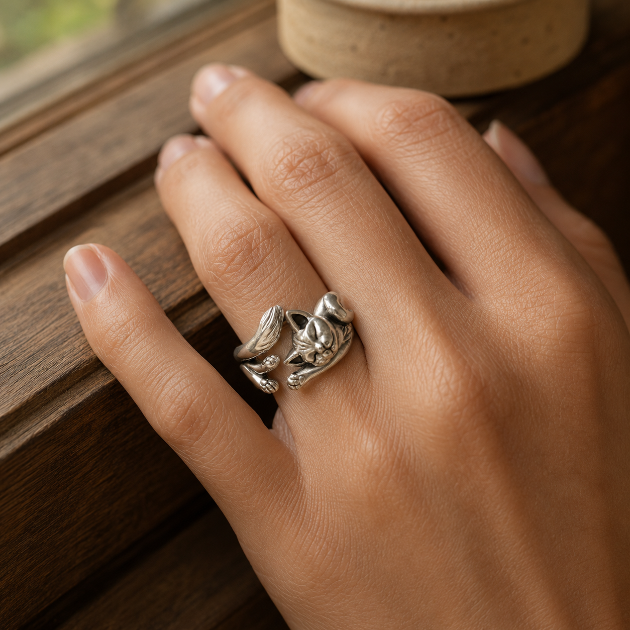 Vivi | Zilveren open ring met slapende