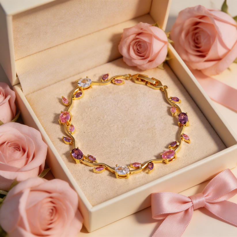 Eszter | Delicate bloemenarmband met steentjes