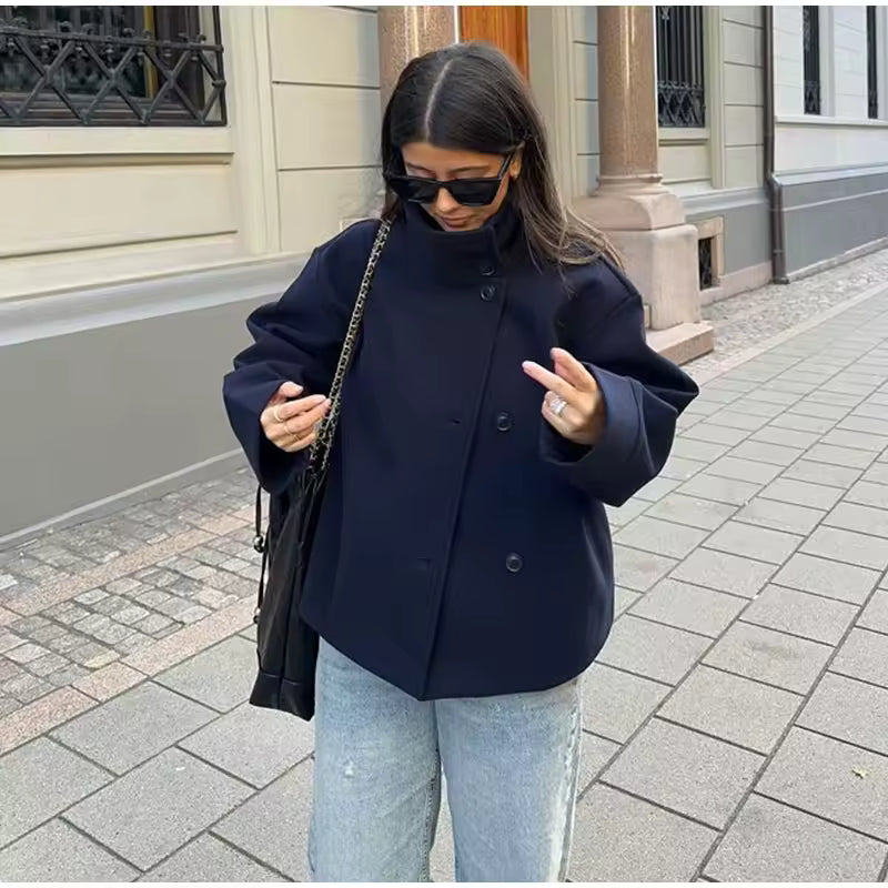 Idske | Oversized korte breasted jas