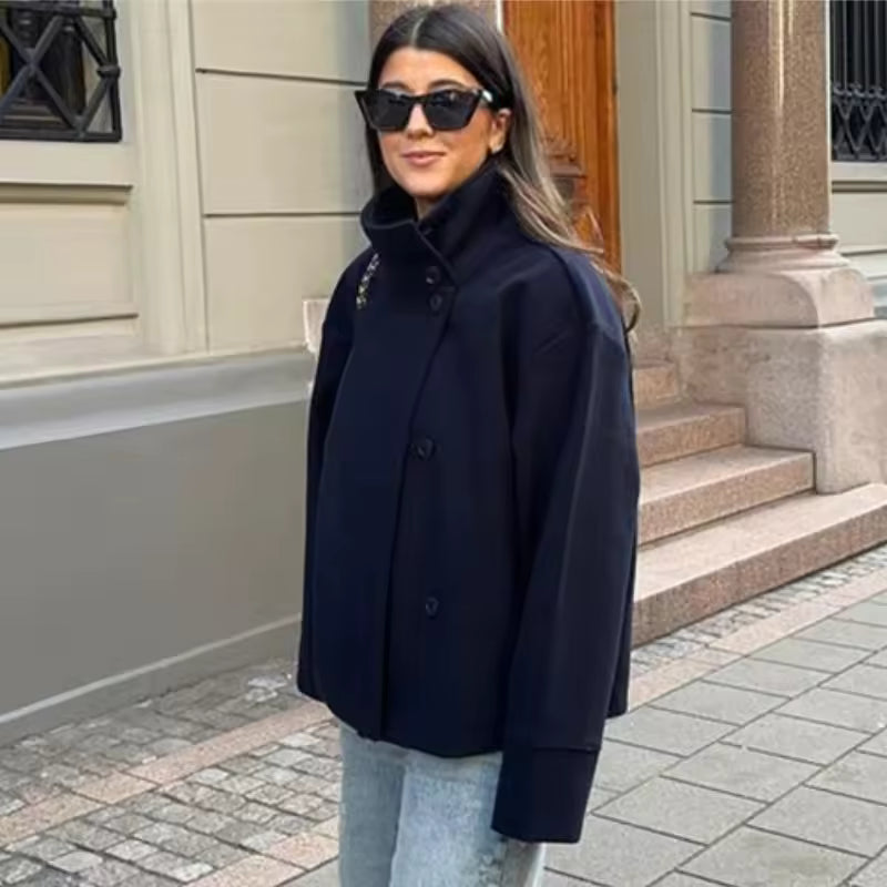 Idske | Oversized korte breasted jas